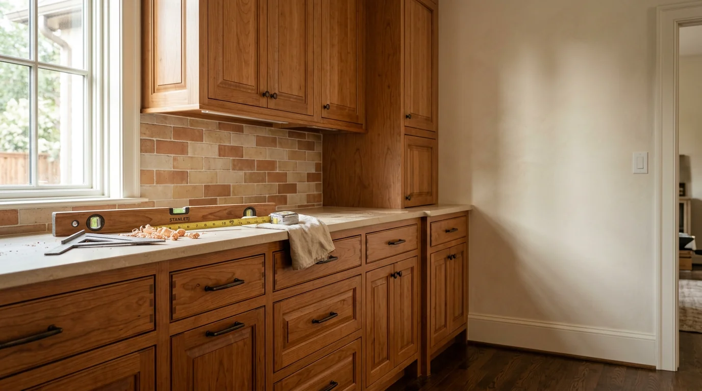 Custom cabinetry installation in modern kitchen
